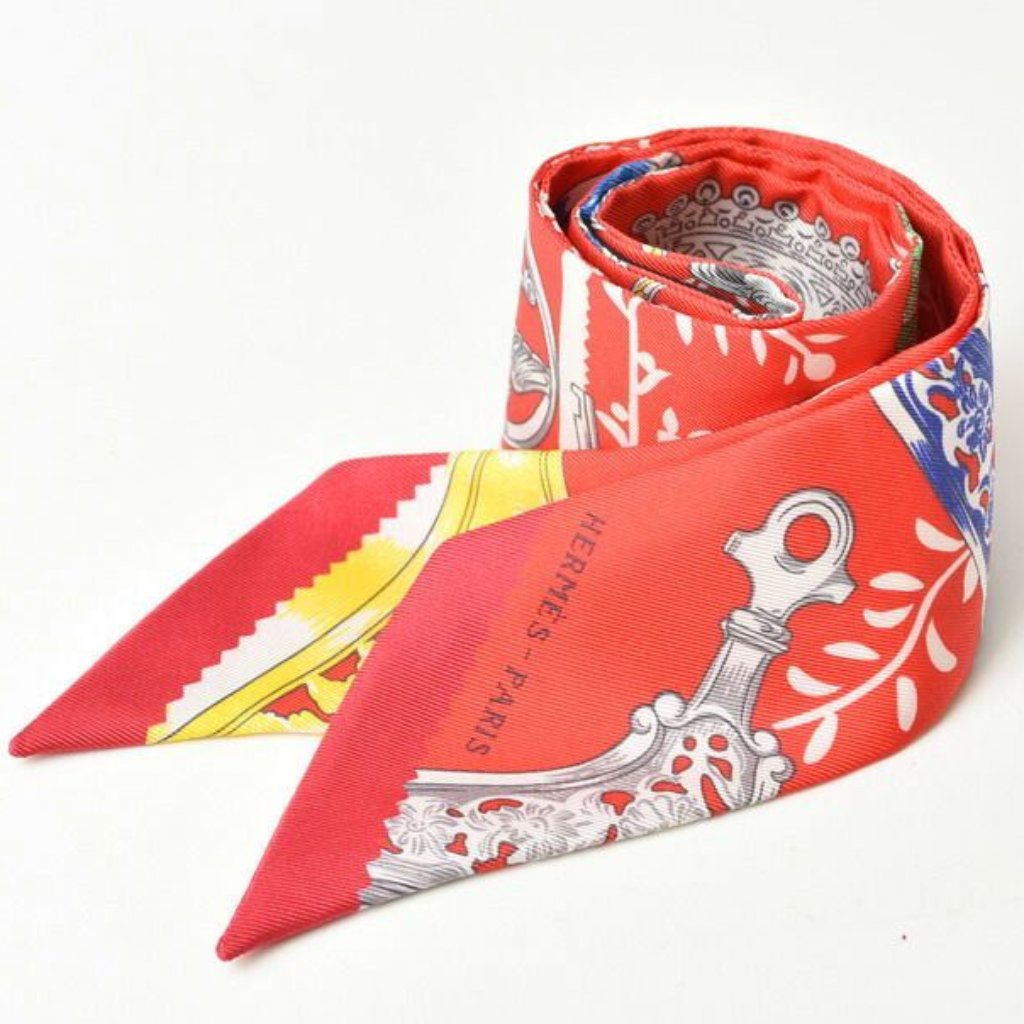 Hermes Twillye Scarf Silk Twill Rouge Blue